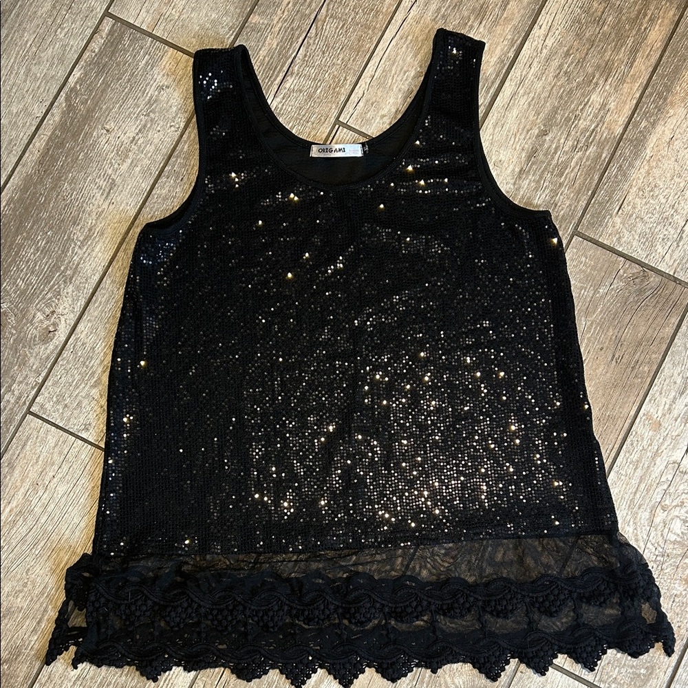 Origami Black Sequin Blouse